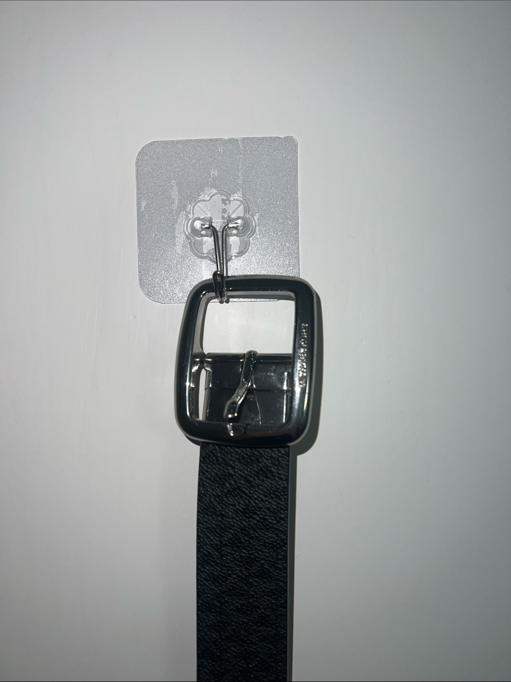 Michael Kors Black Textured Leather Belt with Silver Buckle
